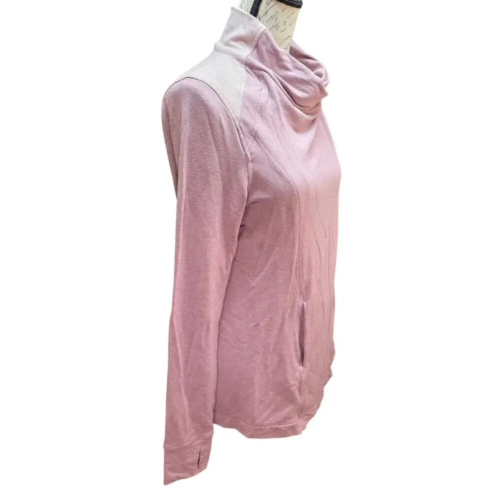 Lululemon Coast Wrap‎ Jacket Size 8 Chalky Rose Funnel Neck Cacoon Wrap Casual